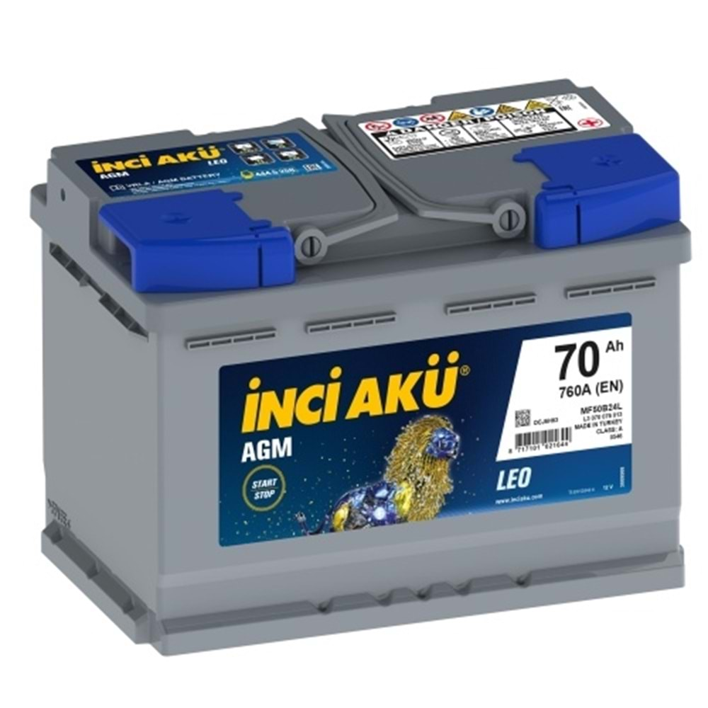 AKÜ 12V 70 AH STAR STOP AGM LEO