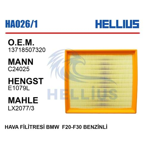 HAVA FİLİTRESİ BMW F20-F30 BENZİNLİ(84LÜ)