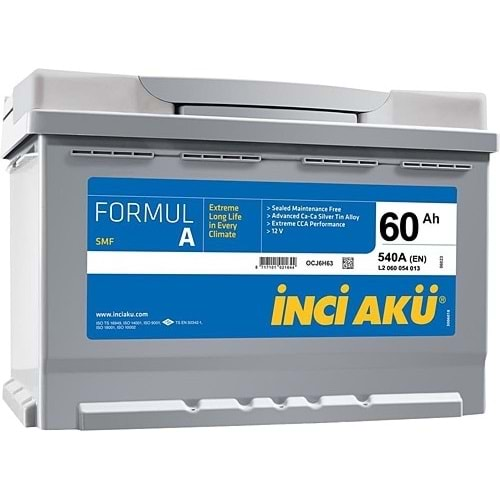 12V 60 AH 540 CC İNCİ FORMUL A TAURUS